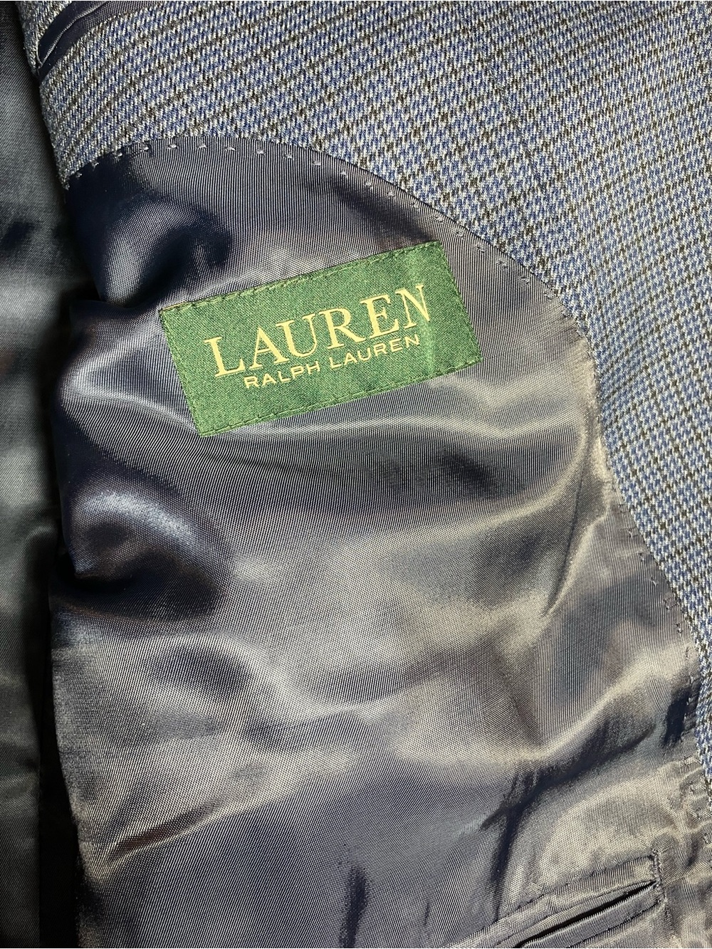 Lauren Ralph Lauren Men's 48S Blue Micro Houndstooth Sport Coat Blazer Jacket - Picture 4 of 6